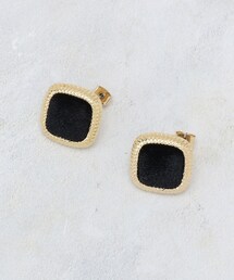 OPAQUE.CLIP | ベロア×ゴールドメタル縁取りスクエアピアス(ピアス(両耳用))