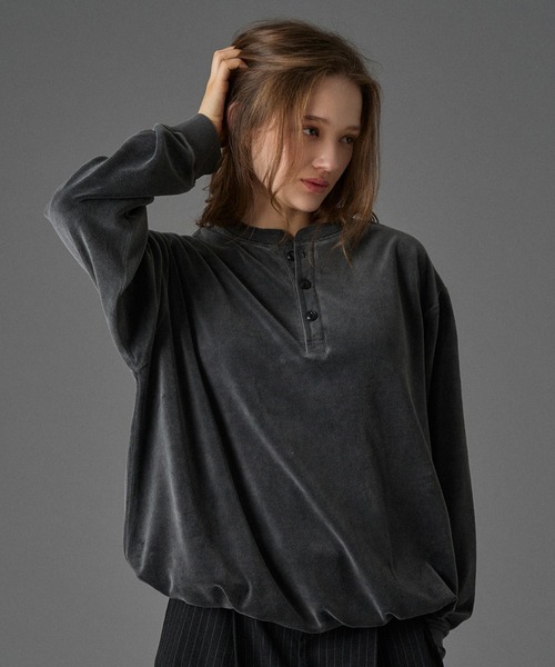 ペロ VELOUR HENRY NECK T-SHIRT / ベロアヘンリーネックTシャツ（Tシャツ