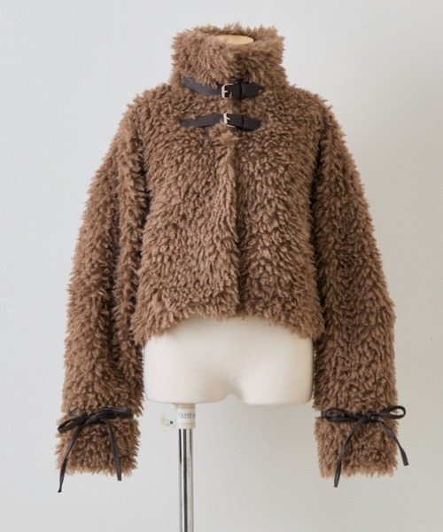 OLIVE des OLIVE（オリーブデオリーブ）の「プードルファーブルゾン（ブルゾン・レディース・アイボリー/モカ・FREE）」の4枚目の写真