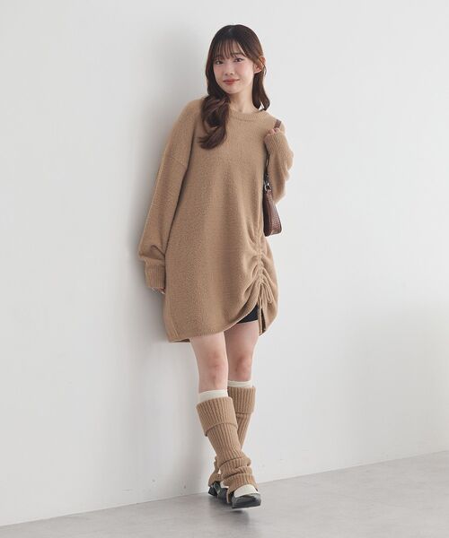 earth music&ecology(アースミュージックアンドエコロジー)の「パウダーシャギーシャーリングニットミニワンピース(ワンピース・レディース・ブラック/グレー/ベージュ・FREE)」の5枚目の写真