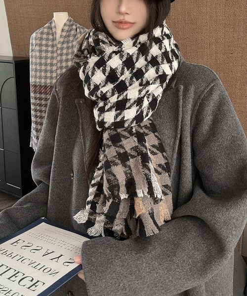 大判千鳥格子ストール（マフラー）｜2ly2（トゥーリートゥー）の