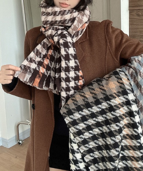 大判千鳥格子ストール（マフラー）｜2ly2（トゥーリートゥー）の