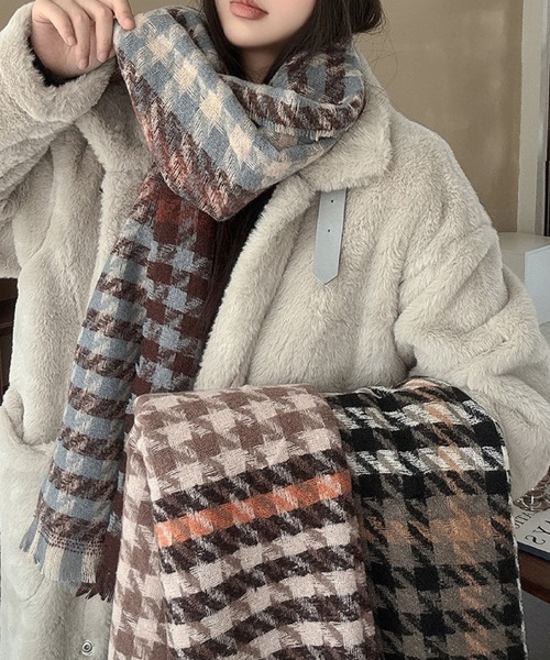大判千鳥格子ストール（マフラー）｜2ly2（トゥーリートゥー）の