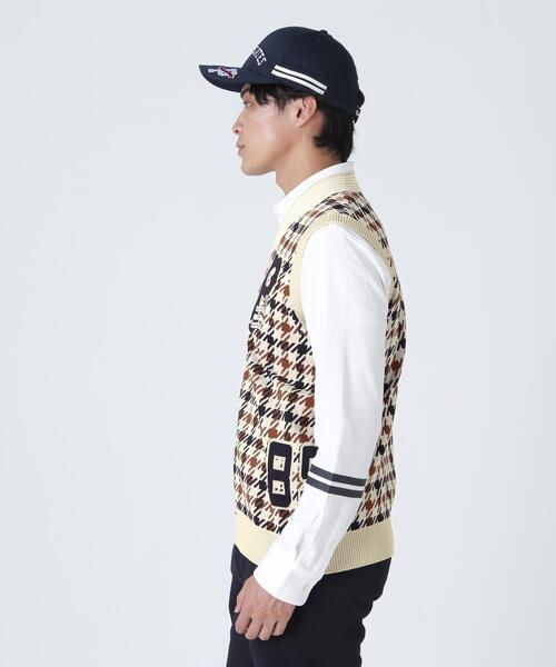 PEARLY GATES（パーリーゲイツ）の「【PEARLY GATES】14GジャガードVネックニットベスト ＜ガンクラブチェック柄＞（ニット/セーター・メンズ・ブラウン系その他・MEDIUM/X-LARGE）」の9枚目の写真