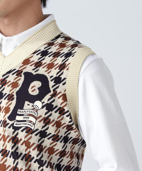 PEARLY GATES（パーリーゲイツ）の「【PEARLY GATES】14GジャガードVネックニットベスト ＜ガンクラブチェック柄＞（ニット/セーター・メンズ・ブラウン系その他・MEDIUM/X-LARGE）」の12枚目の写真