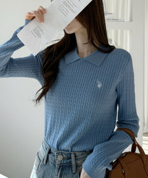 U.S. POLO ASSN.（ユーエスポロアッスン）の「【U.S. POLO ASSN.】スタンカラー ケーブル ニット（ニット/セーター）」