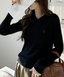 【U.S. POLO ASSN.】スタンカラー ケーブル ニット