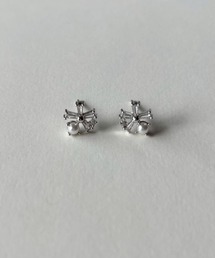 キュービックフラワーパールピアス