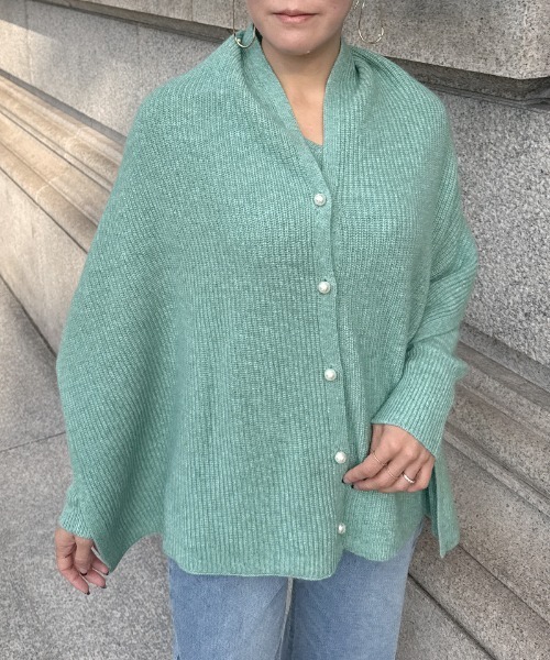JENNE（ジェンヌ）の「マルチウェイパールニット（ショールセット）（カーディガン/ボレロ・レディース・ミント/ブラック/スカイブルー・SMALL/MEDIUM/LARGE）」の15枚目の写真