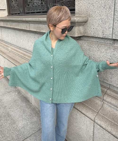 JENNE（ジェンヌ）の「マルチウェイパールニット（ショールセット）（カーディガン/ボレロ・レディース・ミント/ブラック/スカイブルー・SMALL/MEDIUM/LARGE）」の20枚目の写真