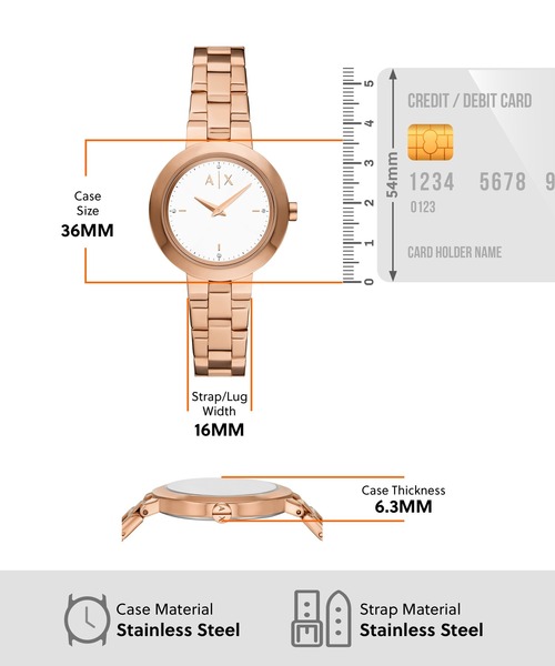 ARMANI EXCHANGE（アルマーニエクスチェンジ）の「アルマーニ・エクスチェンジ 腕時計 レディース アナログ ステンレス AX7175SET（アナログ腕時計・レディース・ピンクゴールド・FREE）」の5枚目の写真