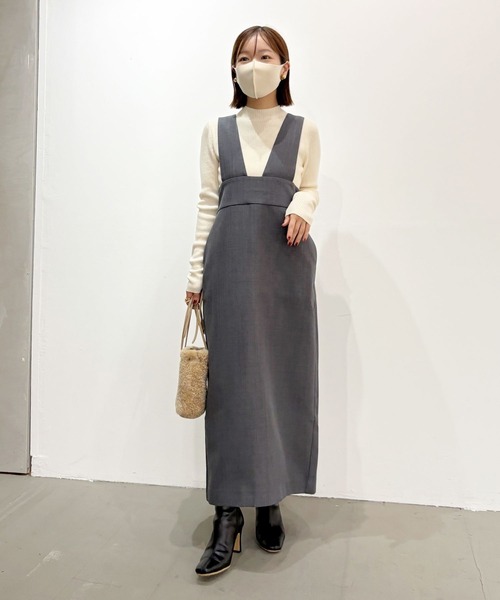 BAYFLOW（ベイフロー）の「【低身長caho146cmさんプロデュース】ジャンスカ（ジャンパースカート・レディース・グレー/ベージュ・FREE）」の8枚目の写真