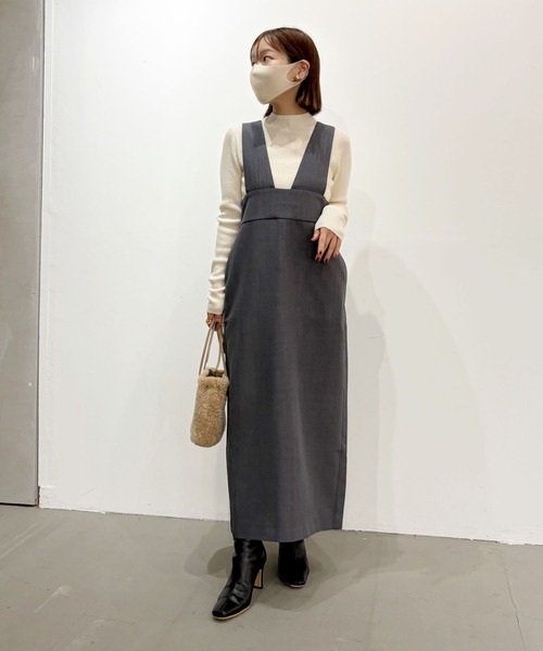 BAYFLOW（ベイフロー）の「【低身長caho146cmさんプロデュース】ジャンスカ（ジャンパースカート・レディース・グレー/ベージュ・FREE）」の9枚目の写真