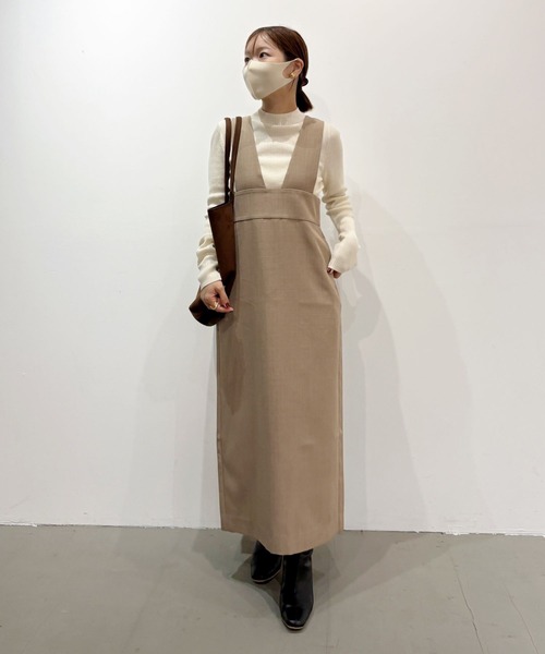 BAYFLOW（ベイフロー）の「【低身長caho146cmさんプロデュース】ジャンスカ（ジャンパースカート・レディース・グレー/ベージュ・FREE）」の13枚目の写真
