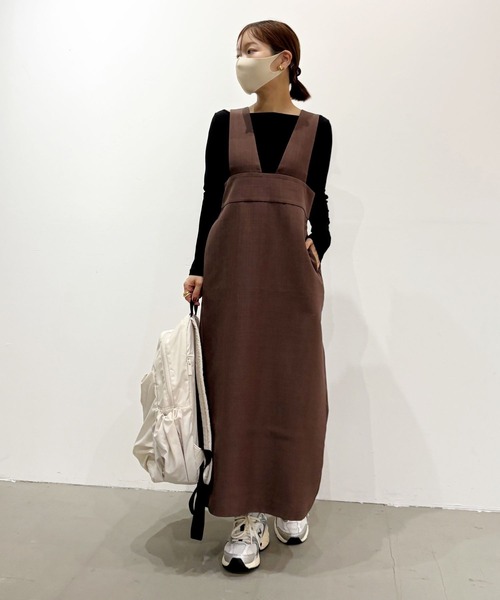 BAYFLOW（ベイフロー）の「【低身長caho146cmさんプロデュース】ジャンスカ（ジャンパースカート・レディース・グレー/ベージュ・FREE）」の20枚目の写真