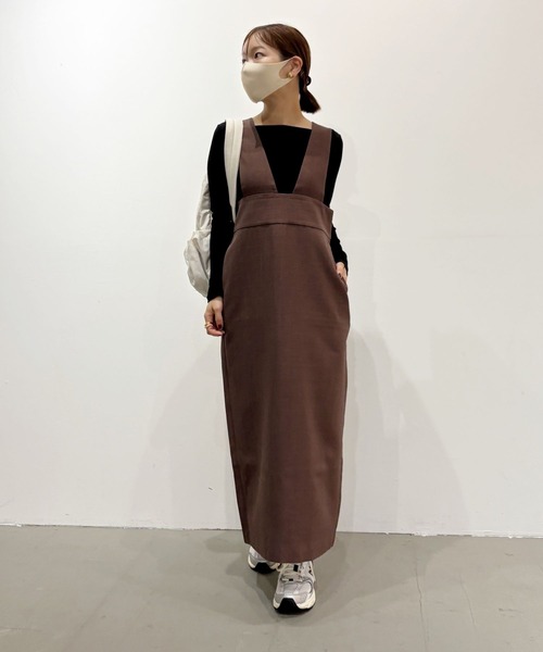 BAYFLOW（ベイフロー）の「【低身長caho146cmさんプロデュース】ジャンスカ（ジャンパースカート・レディース・グレー/ベージュ・FREE）」の22枚目の写真