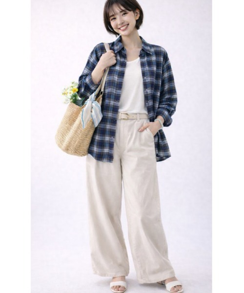 LAUTRE COTE(ロウトレコウト)の「チェックオーバーシャツ(シャツ/ブラウス・レディース・ネイビー/ブラウン・MEDIUM/LARGE/X-LARGE)」の13枚目の写真