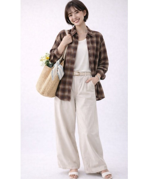 LAUTRE COTE(ロウトレコウト)の「チェックオーバーシャツ(シャツ/ブラウス・レディース・ネイビー/ブラウン・MEDIUM/LARGE/X-LARGE)」の14枚目の写真