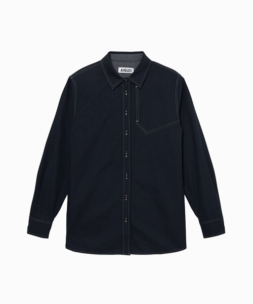 AIGLE(エーグル)の「THERMOLITE 保温軽量 ダブルステッチロングスリーブシャツ(シャツ/ブラウス・レディース・ダークネイビー・36/38)」の1枚目の写真