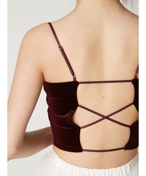 FRAY I.D（フレイアイディー）の「ベロアカップインクロップドキャミソール（キャミソール・レディース・ピンク/ボルドー/ブラック・F）」の10枚目の写真