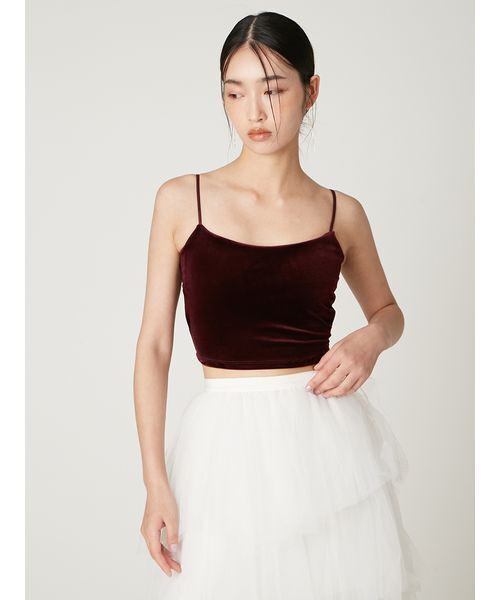 FRAY I.D（フレイアイディー）の「ベロアカップインクロップドキャミソール（キャミソール・レディース・ピンク/ボルドー/ブラック・F）」の11枚目の写真