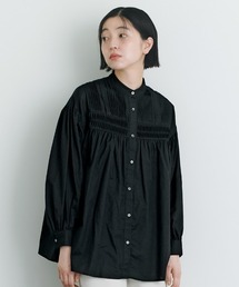 THREE FIFTY STANDARDピンタックのオーバーブラウス〈ブラック〉
