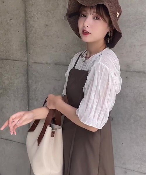 ReDial(リダイアル)の「フリルTシャツ(半袖)(Tシャツ/カットソー・レディース・ピンク/チャコール/ブラック/アイボリー/ブルーグレー・M/L/LL/3L)」の8枚目の写真