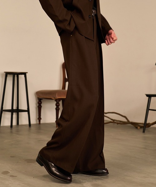 Forte(フォルテ)(フォルテ)の「Riveted Baggy Slacks/リベットバギースラックス/セットアップ着用可能(スラックス・メンズ・ブラック/ブラウン/グレー・SMALL/MEDIUM/LARGE)」の3枚目の写真