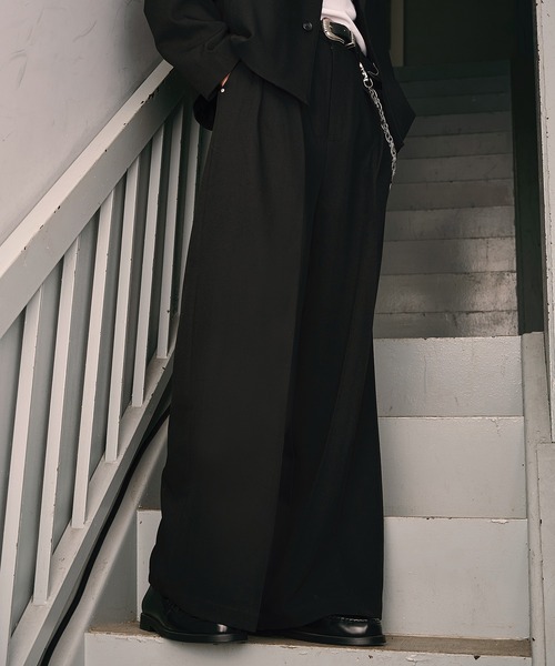 Forte(フォルテ)(フォルテ)の「Riveted Baggy Slacks/リベットバギースラックス/セットアップ着用可能(スラックス・メンズ・ブラック/ブラウン/グレー・SMALL/MEDIUM/LARGE)」の4枚目の写真