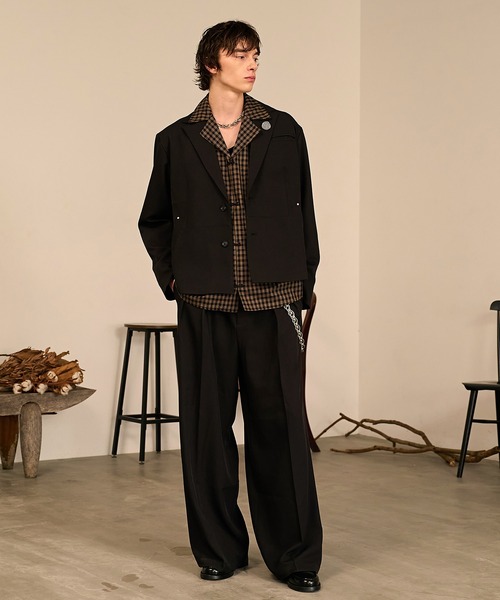 Forte(フォルテ)(フォルテ)の「Riveted Baggy Slacks/リベットバギースラックス/セットアップ着用可能(スラックス・メンズ・ブラック/ブラウン/グレー・SMALL/MEDIUM/LARGE)」の16枚目の写真