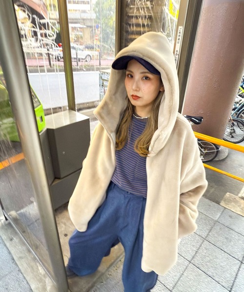 [MODE NORM CORE] ベルベットファーフードブルゾン MODE NORM CORE] ベルベットファーフードブルゾン（ブルゾン）｜niko