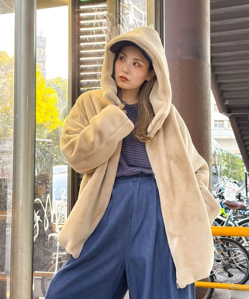 MODE NORM CORE] ベルベットファーフードブルゾン