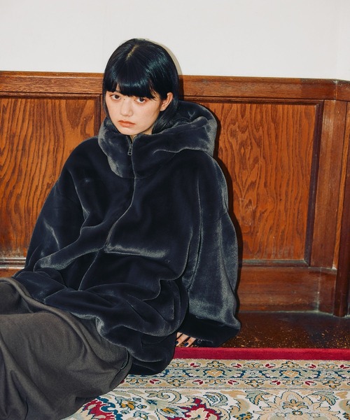 MODE NORM CORE] ベルベットファーフードブルゾン（ブルゾン）｜niko