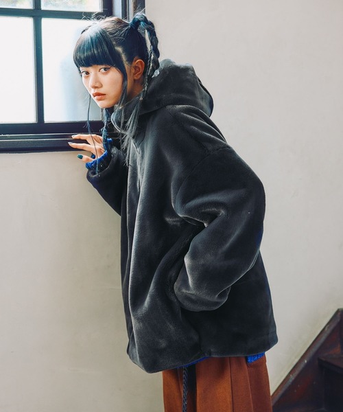 MODE NORM CORE] ベルベットファーフードブルゾン（ブルゾン）｜niko