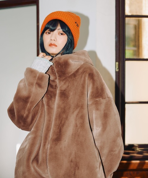 ニコアンド MODE NORM CORE ベルベットファーフードブルゾン M MODE NORM CORE] ベルベットファーフードブルゾン（ブルゾン）｜niko