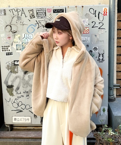 [MODE NORM CORE] ベルベットファーフードブルゾン MODE NORM CORE] ベルベットファーフードブルゾン（ブルゾン）｜niko