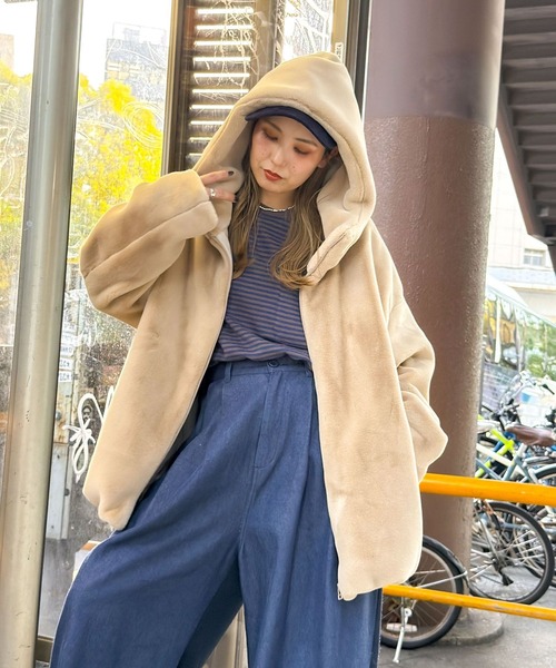 MODE NORM CORE] ベルベットファーフードブルゾン（ブルゾン）｜niko