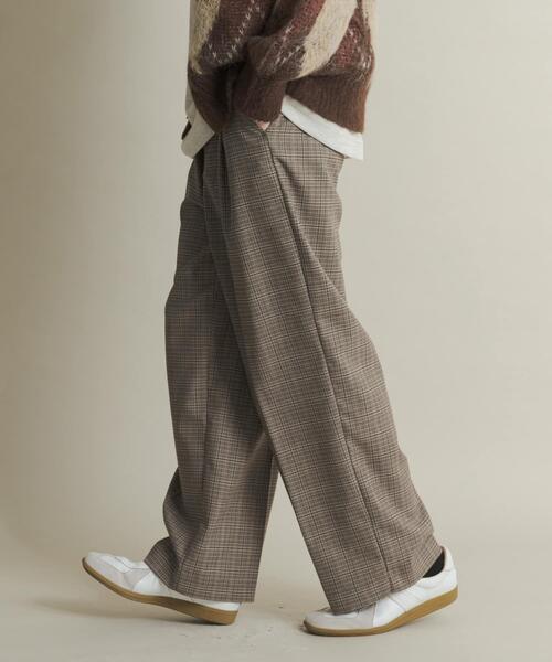 グレンチェックタックワイドスラックス（スラックス）｜SENSE OF PLACE