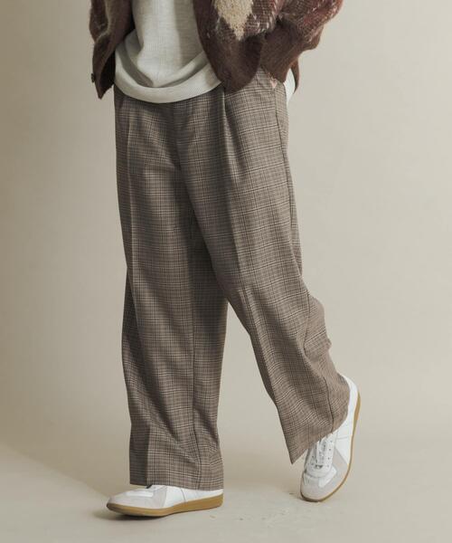 SENSE OF PLACE by URBAN RESEARCH(センスオブプレイスバイアーバンリサーチ)の「グレンチェックタックワイドスラックス(スラックス・メンズ・グリーン/ブラウン・MEDIUM/LARGE)」の20枚目の写真