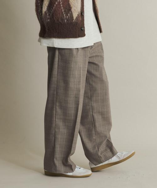 SENSE OF PLACE by URBAN RESEARCH(センスオブプレイスバイアーバンリサーチ)の「グレンチェックタックワイドスラックス(スラックス・メンズ・グリーン/ブラウン・MEDIUM/LARGE)」の19枚目の写真