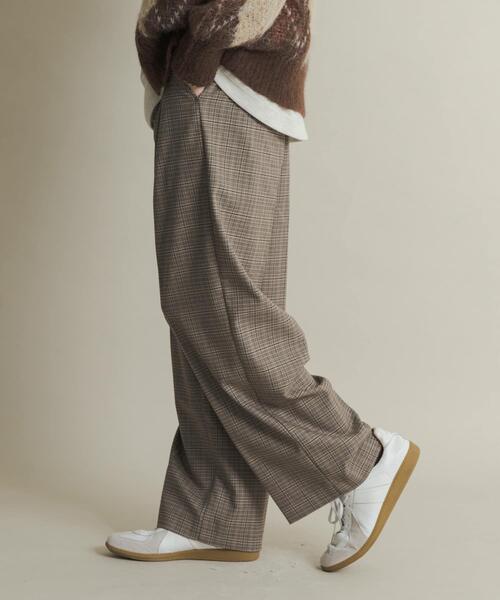 SENSE OF PLACE by URBAN RESEARCH(センスオブプレイスバイアーバンリサーチ)の「グレンチェックタックワイドスラックス(スラックス・メンズ・グリーン/ブラウン・MEDIUM/LARGE)」の18枚目の写真
