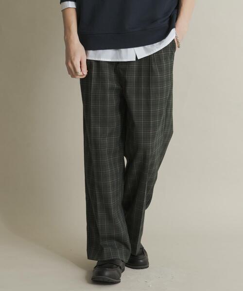 SENSE OF PLACE by URBAN RESEARCH(センスオブプレイスバイアーバンリサーチ)の「グレンチェックタックワイドスラックス(スラックス・メンズ・グリーン/ブラウン・MEDIUM/LARGE)」の13枚目の写真