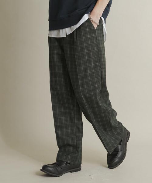 SENSE OF PLACE by URBAN RESEARCH(センスオブプレイスバイアーバンリサーチ)の「グレンチェックタックワイドスラックス(スラックス・メンズ・グリーン/ブラウン・MEDIUM/LARGE)」の12枚目の写真