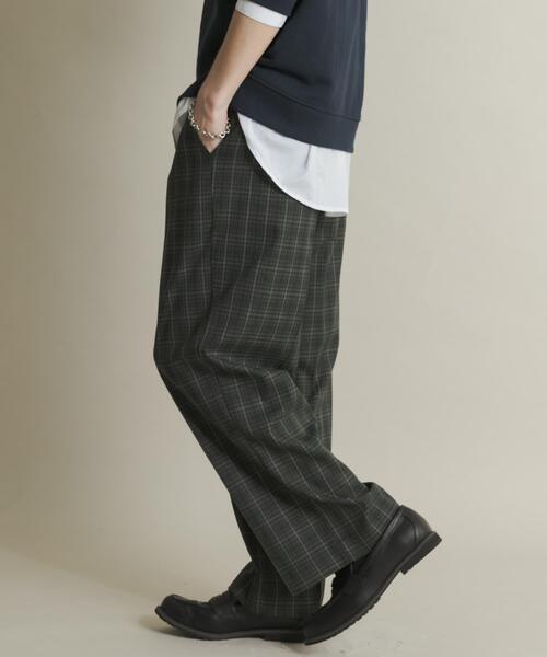 SENSE OF PLACE by URBAN RESEARCH(センスオブプレイスバイアーバンリサーチ)の「グレンチェックタックワイドスラックス(スラックス・メンズ・グリーン/ブラウン・MEDIUM/LARGE)」の11枚目の写真