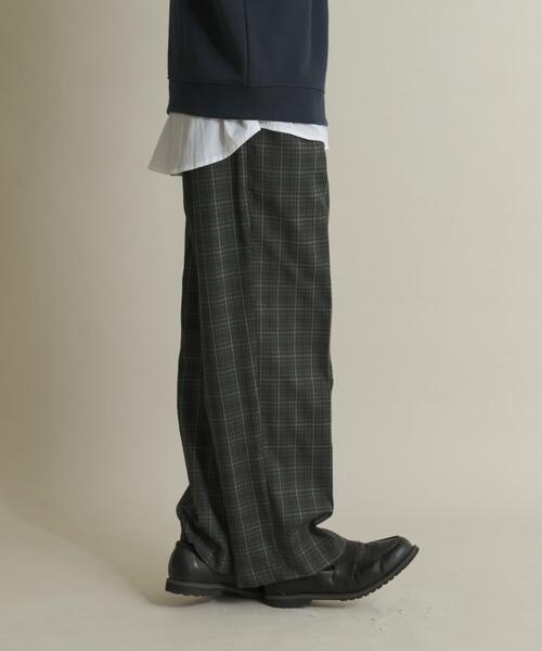 SENSE OF PLACE by URBAN RESEARCH(センスオブプレイスバイアーバンリサーチ)の「グレンチェックタックワイドスラックス(スラックス・メンズ・グリーン/ブラウン・MEDIUM/LARGE)」の10枚目の写真