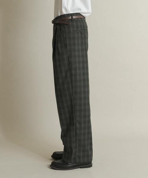 SENSE OF PLACE by URBAN RESEARCH(センスオブプレイスバイアーバンリサーチ)の「グレンチェックタックワイドスラックス(スラックス・メンズ・グリーン/ブラウン・MEDIUM/LARGE)」の6枚目の写真