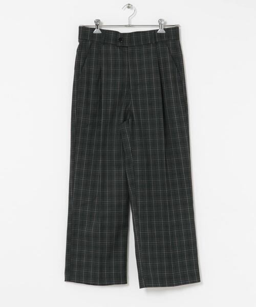 SENSE OF PLACE by URBAN RESEARCH(センスオブプレイスバイアーバンリサーチ)の「グレンチェックタックワイドスラックス(スラックス・メンズ・グリーン/ブラウン・MEDIUM/LARGE)」の4枚目の写真
