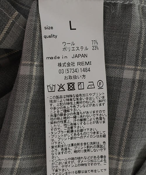 REMI RELIEF NAVY LABEL（レミレリーフネイビーレーベル）の「REMI RELIEF NAVY LABEL / レミレリーフ ネイビーレーベル：ビエラチェックオープンカラーSH：RN29373079AK[STD]（シャツ/ブラウス・メンズ・グレー・S/L/M）」の6枚目の写真