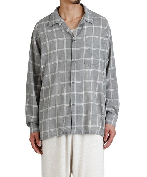 REMI RELIEF NAVY LABEL（レミレリーフネイビーレーベル）の「REMI RELIEF NAVY LABEL / レミレリーフ ネイビーレーベル：ビエラチェックオープンカラーSH：RN29373079AK[STD]（シャツ/ブラウス・メンズ・グレー・S/L/M）」の7枚目の写真