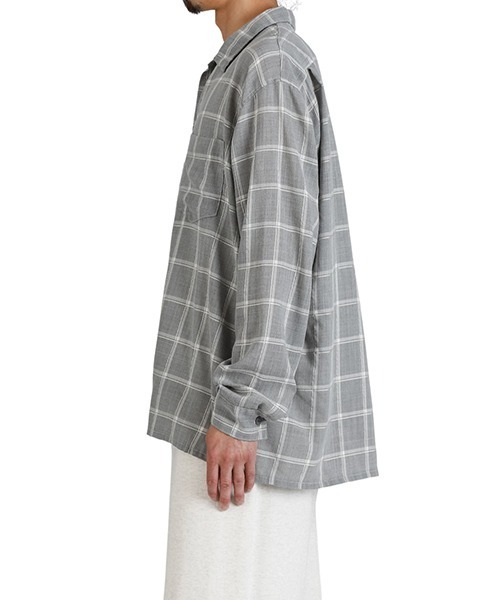 REMI RELIEF NAVY LABEL（レミレリーフネイビーレーベル）の「REMI RELIEF NAVY LABEL / レミレリーフ ネイビーレーベル：ビエラチェックオープンカラーSH：RN29373079AK[STD]（シャツ/ブラウス・メンズ・グレー・S/L/M）」の8枚目の写真